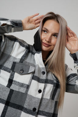Рубашка женская в клетку с капюшоном РЖКК-01