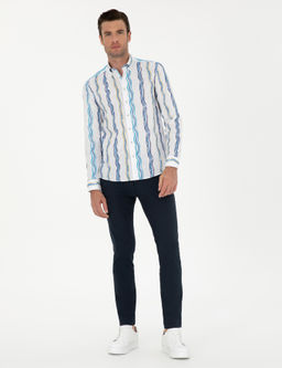 Темно-синие брюки узкого кроя из плотной ткани - Cacharel фото 3