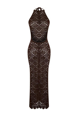 Trendyolmilla Siyah Midi Slim Triko Plaj Elbise TBESS25EL00146  фото 6
