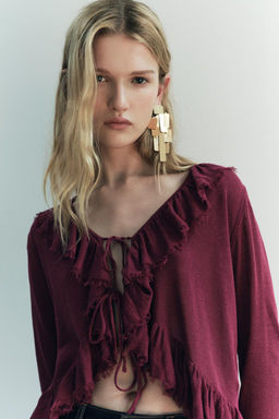 RUFFLED KNIT BLOUSE - Zara фото 6