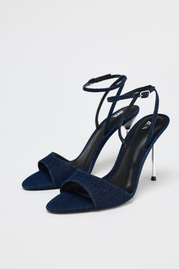 HIGH-HEELED DENIM SANDALS - Zara фото 4