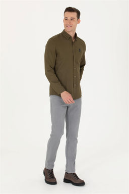 Мужская базовая рубашка цвета хаки с длинным рукавом Неожиданная скидка в корзине - U.s. polo assn фото 3