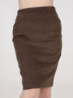 Юбка классическая из вельвета коричневая