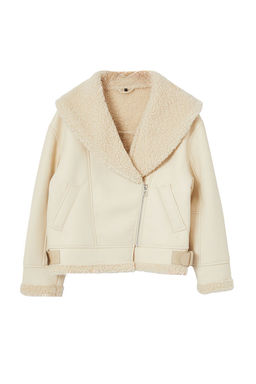 Siyah Regular Kal?p Pelus Detayl? Suni Deri Biker Ceket Mont TWOAW25MO00037 - Trendyolmilla фото 6