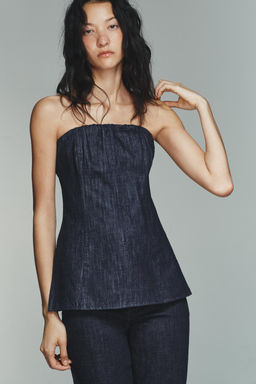 DENIM-EFFECT BUSTIER TOP - Zara фото 2