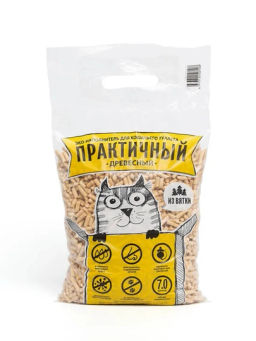 Наполнитель д/кошачьих туалетов древесный "Практичный" 7л