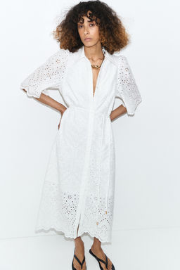 Vestido camisero de algod?n con bordado ingl?s - H&m фото 5
