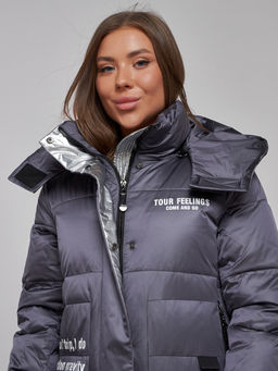 Пальто утепленное молодежное зимнее женское темно-фиолетового цвета 5873TF - Mtforce фото 22