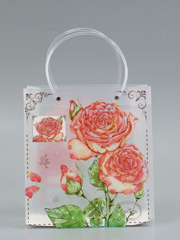 Пакет подарочный прозрачный, "Розы", 22 х 10 х 24 см