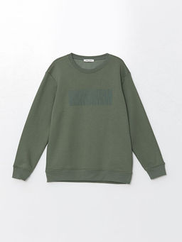 Bisiklet Yaka Uzun Kollu Bask?l? Erkek Sweatshirt