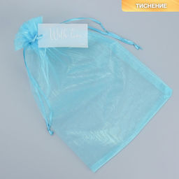 Цена за 10 шт. Мешочек подарочный органза голубой «Лагуна», с шильдиком, 20 х 30 см +/- 1.5 см