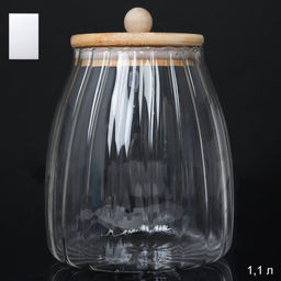 Банка для сыпучих бамбуковая крышка рифленая 1000 мл /LCSC2433/уп 60/ - Галеонтрейд фото 2