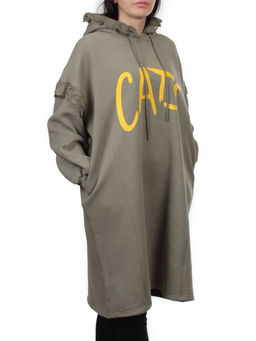 2247 GRAY GREEN Толстовка-платье женская (85% хлопок, 10% полиэстер, 5% спандекс) - Fashion фото 2
