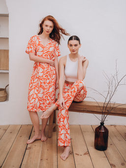 Туника пляжная Indefini из вискозы оранжевая  фото 15