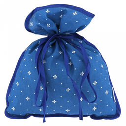 Эко-мешочек 25х30см Корсика синий, на завязках, хлопок 100%, упаковка классическая ПП с подвесом 14,5х20см, Домашняя мода (Россия)