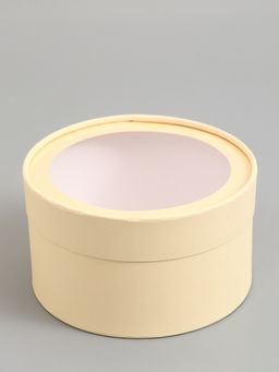 Набор подарочных коробок 2 в 1 круглых, сливочная, с окном, 21×11 - 18×10 см