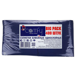 Салфетки бумажные БигПак 24х24см, 400шт в упаковке, целлюлоза 100%, интенсив, синий, Comfy (Россия) - Домашняя мода фото 3