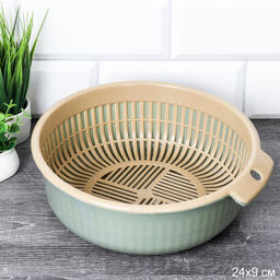 Дуршлаг Чаша сливная 24x9 см / 3623green /уп 150/зеленый
