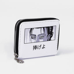 Кошелёк на молнии «Аниме взгляд», отдел для карт, для монет, белый