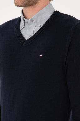 Erkek Slim Fit V Yaka Lacivert Basic Kazak - U.s. polo assn фото 7