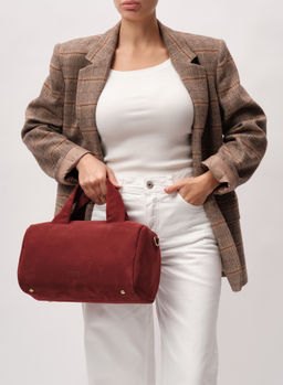 Замшевая сумка Bowling DBR 31378 красное вино  фото 3