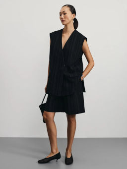 Шорты прямого кроя в полоску с содержанием вискозы / Zarina фото 2