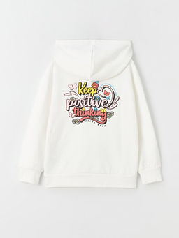 Bask?l? Uzun Kollu K?z ?ocuk Hoodie - Waikiki фото 3