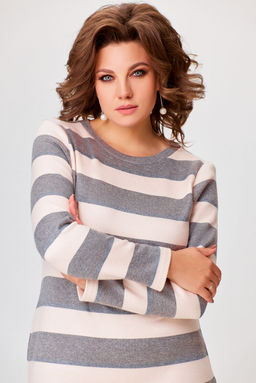 Платье Swallow 770.2 полоска молочная+серая - Mira fashion фото 9