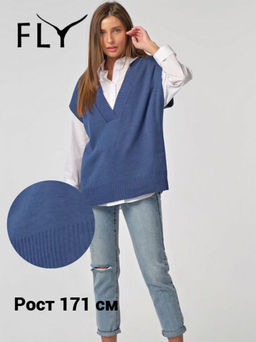 Жилет вязаный оверсайз с разрезами по бокам - Fly фото 27