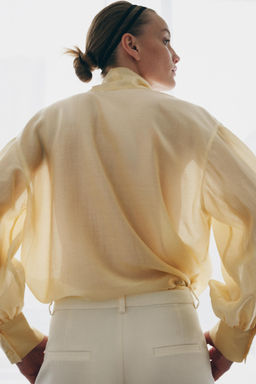 CAMISA SATINADA LAZADAS ZW COLLECTION / Amarillo - Zara фото 3