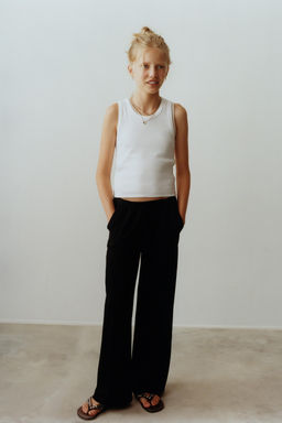 PANTAL?N WIDE LEG PIJAMERO / Negro