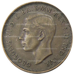 Монета 1/2 пенни 1938 года Австралия