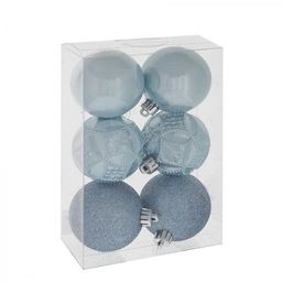 Набор из 6шт Украшение новогоднее Шар "Голубая сказка", D 6 см, L11,5 W6 H17 см
