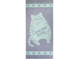 Полотенце махровое 6с102.411ж1 Счастье есть(мятный2) 67х150см