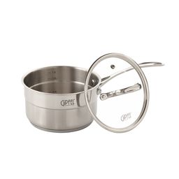 1271 GIPFEL Ковш GALA 16х9см/1,5 л со стеклянной крышкой, с индукционным капсульным дном. Материал: нерж. сталь 18/10. Толщина: 0,7мм / 4мм