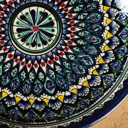 Ляган узбекский Риштанская Керамика «Узор», d=25 см, синий