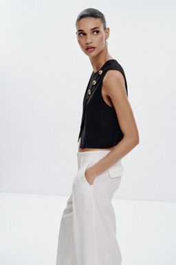 GOLD BUTTON CROSSOVER TOP - Zara фото 15