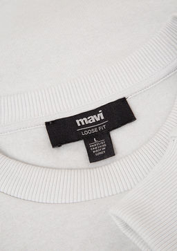 Bisiklet Yaka Gri Basic Sweatshirt - Mavi фото 6