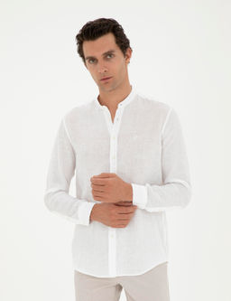 Beyaz Regular Fit %100 Keten G_mlek