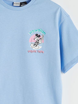 Bisiklet Yaka Mickey Mouse Bask?l? K?z ?ocuk Ti??rt