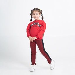 CRB wear/CWKG 70111-26-290 Брюки для девочки, красный-черный/Ex.Cherubino  фото 3