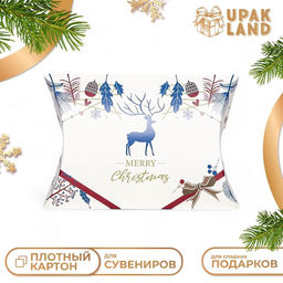 Цена за 10 шт. Коробка складная, подарочная новогодняя Merry christmas 15×11×3 см