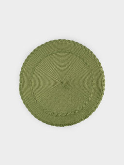 Салфетка под приборы, 38 см, полипропилен, круглая, зеленая, Косы, Matera - Anna lafarg фото 2