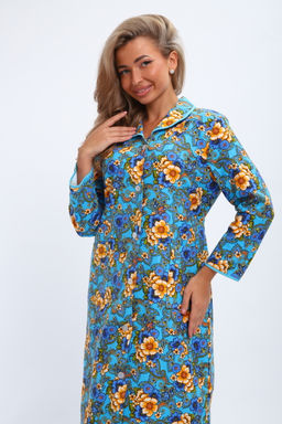 Халат женский из фланели Маша макси цветы