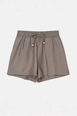 Haki %100 Modal Beli Lastikli Boncuk Detayl? Sort & Bermuda TWOSS26SR00055
