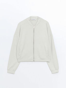 Kolej Yaka Oversize Kad?n Fermuarl? Sweatshirt