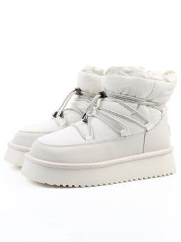 04-WF029-3M MILK Ботинки зимние женские (натуральная кожа, курточная ткань, 100% шерсть)