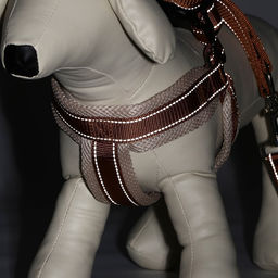 Комплект амуниции светоотражающий с мягкими шлейкой и ручкой, поводок 120 х 2 см, ОШ 46-69 см, корич - Пижон фото 7