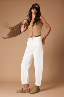 TRENDYOLMILLA Beyaz Yuksek Bel Barrel Baggy Jeans TWOSS23JE00295 фото 14