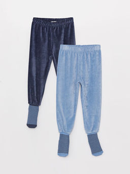 Beli Lastikli Kadife Erkek Bebek ?orapl? Pijama Alt 2li